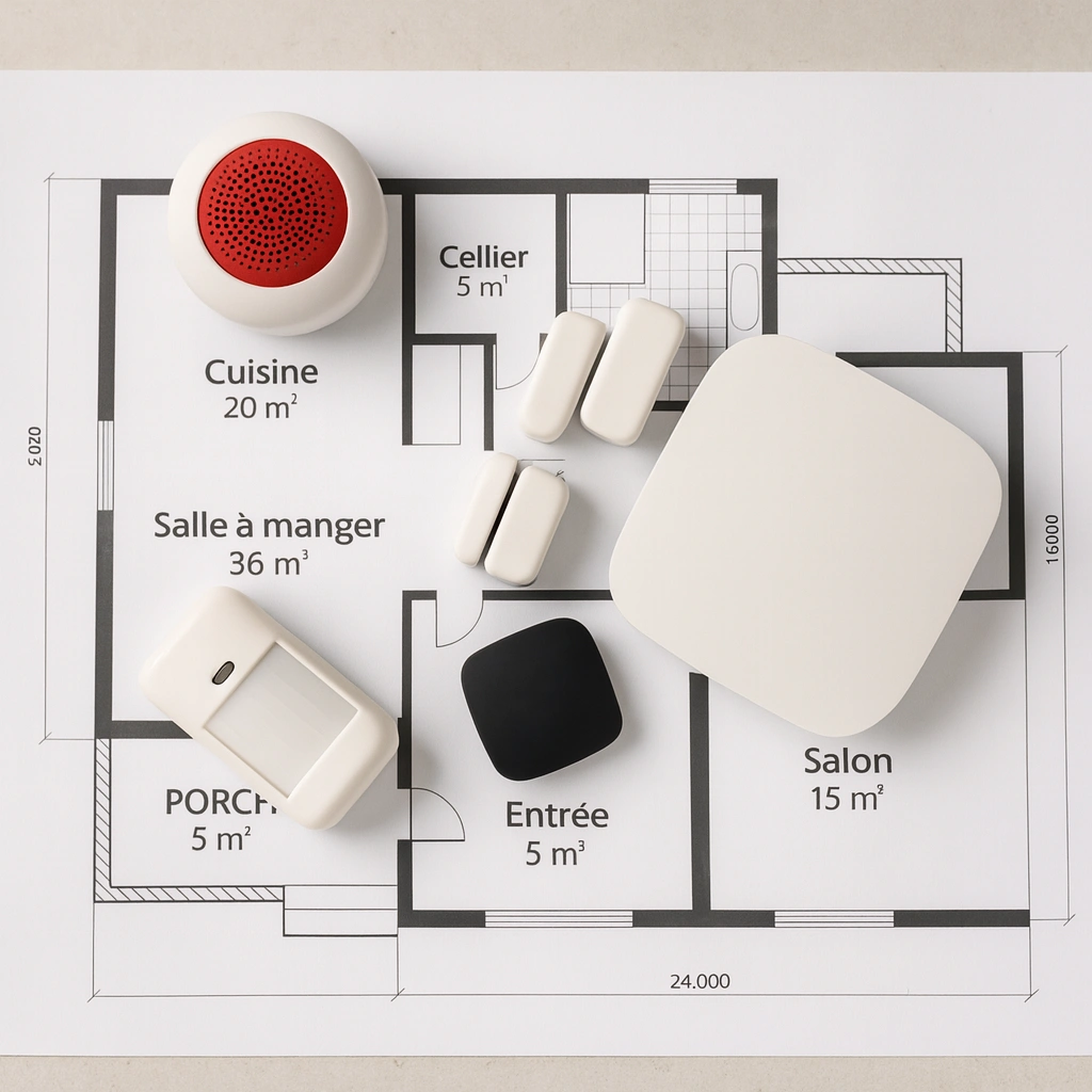 Technicien Adone installant un système d’alarme dans un salon marseillais